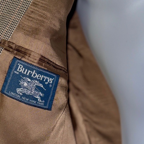 Vintage Burberry’s Men’s Wool Sport Coat Jacket 40R–42R Brown Houndstooth Check - Picture 12 of 15